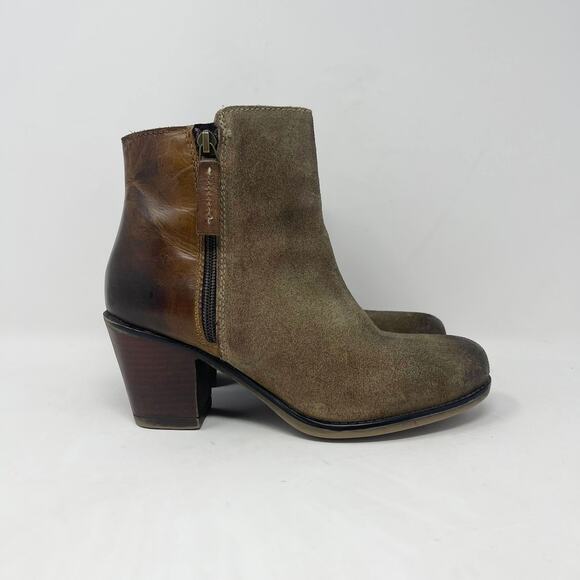 Roan by Bed Stu Lina Tan Suede Ankle Boot Womens 7.5 Tan Suede‎ Leather 3” Heel - Picture 2 of 8